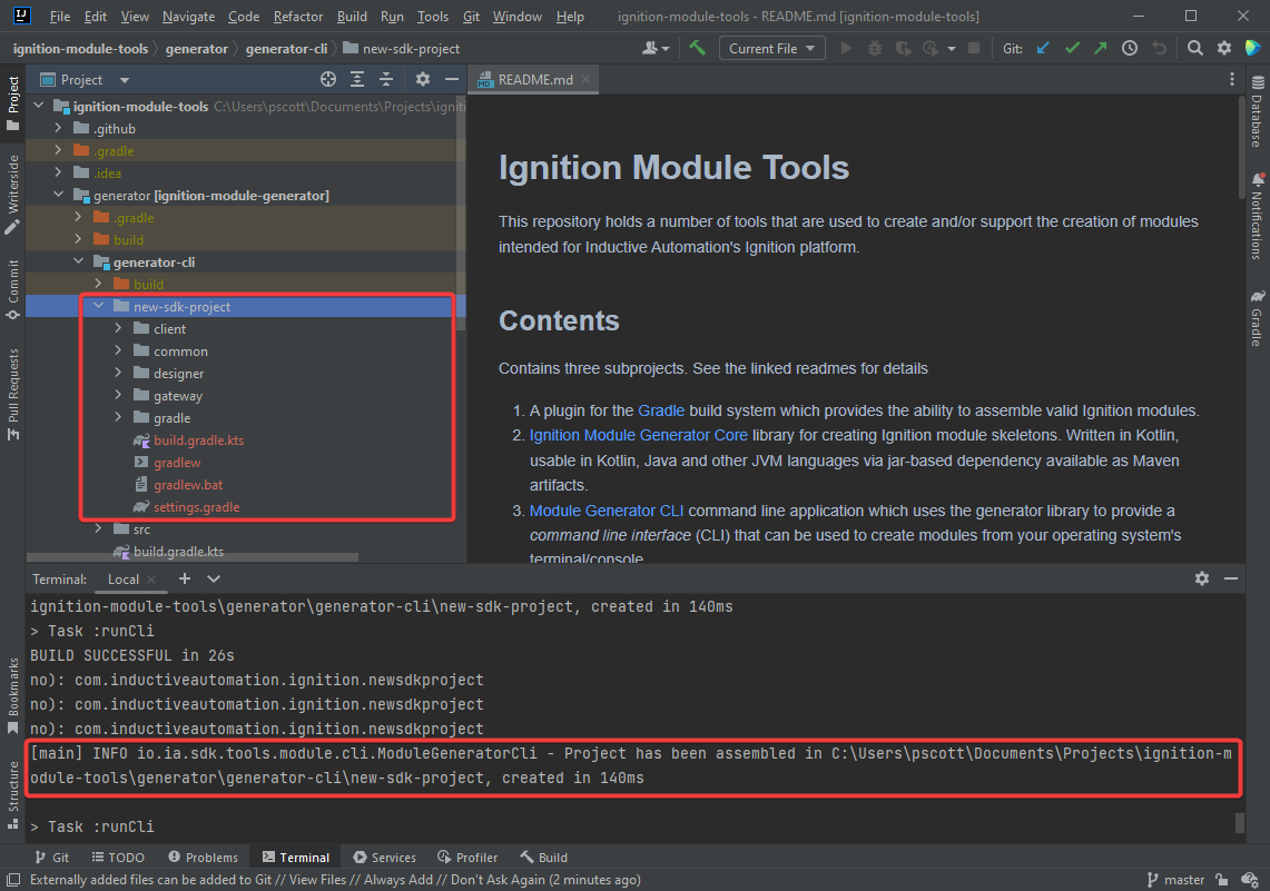 IntelliJ IDE with New SDK Project open